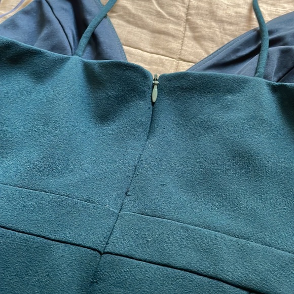 BHLDN Caron V-Neck Crepe Dress Emerald Green - Picture 12 of 15